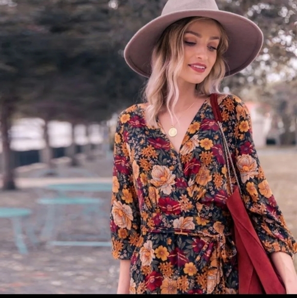 Floral Bohemian V Neck Patchwork Maxi Dress - Picture 2 of 16